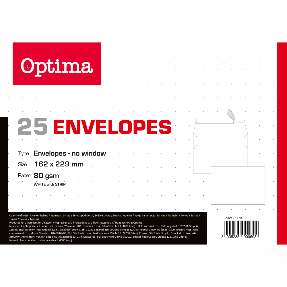 OPTIMA KOVERTA 162*229 C5 STRIP 25/1