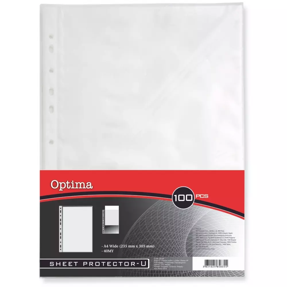 FOLIJA U CLEAR 40MIC A4 XXL 20/1 OPTIMA