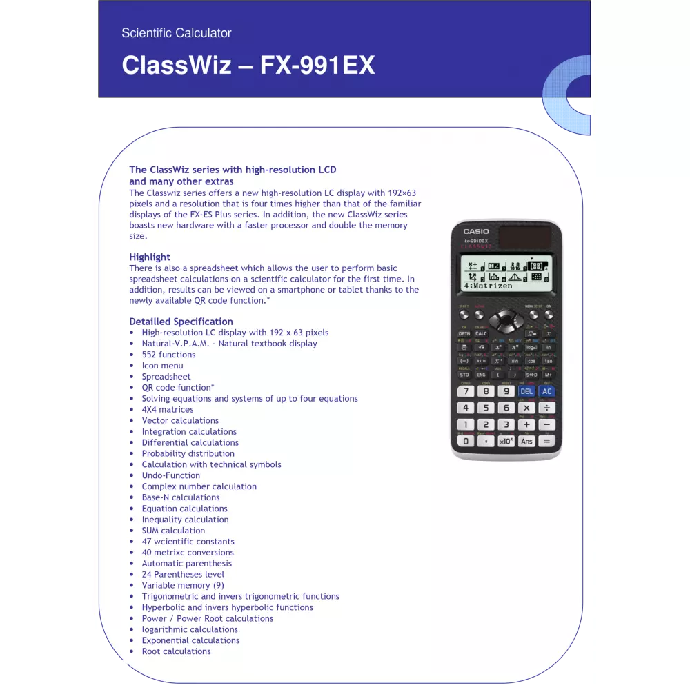 CASIO kalk. sa funkcijama FX 991EX