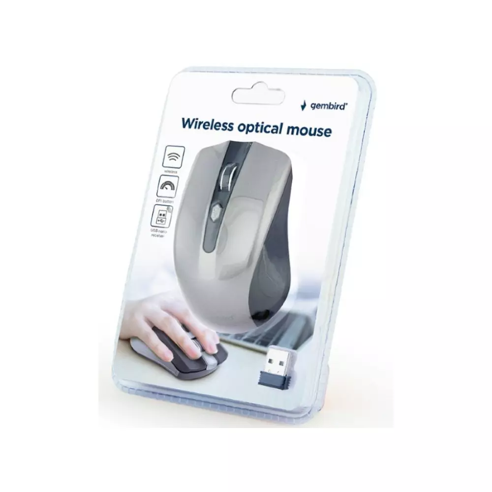 GEMBIRD MIŠ BEŽIČNI MUSW 4B 04 GB,SILVER