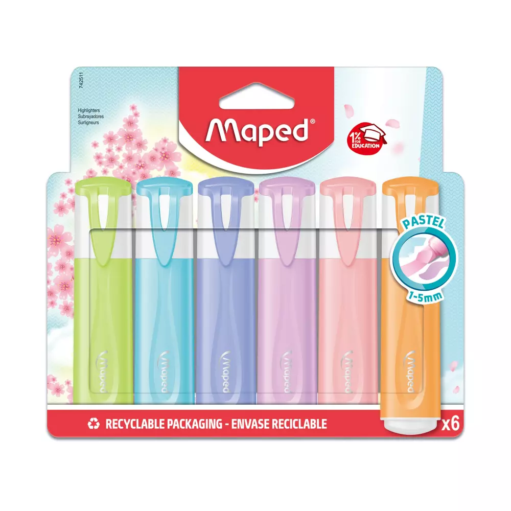 MAPED text marker FLUO PEP'S PASTEL 1/6