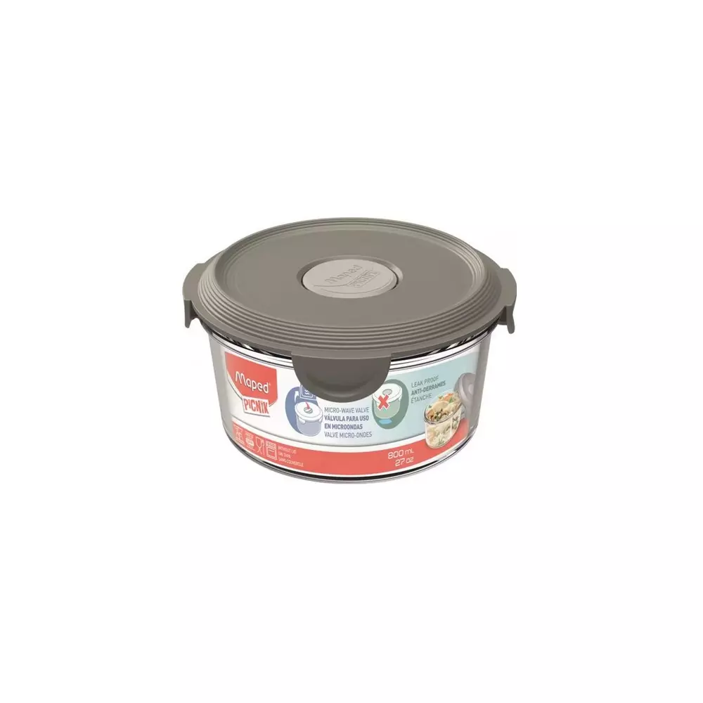 MAPED posuda za hranu staklena 0,8L Siva