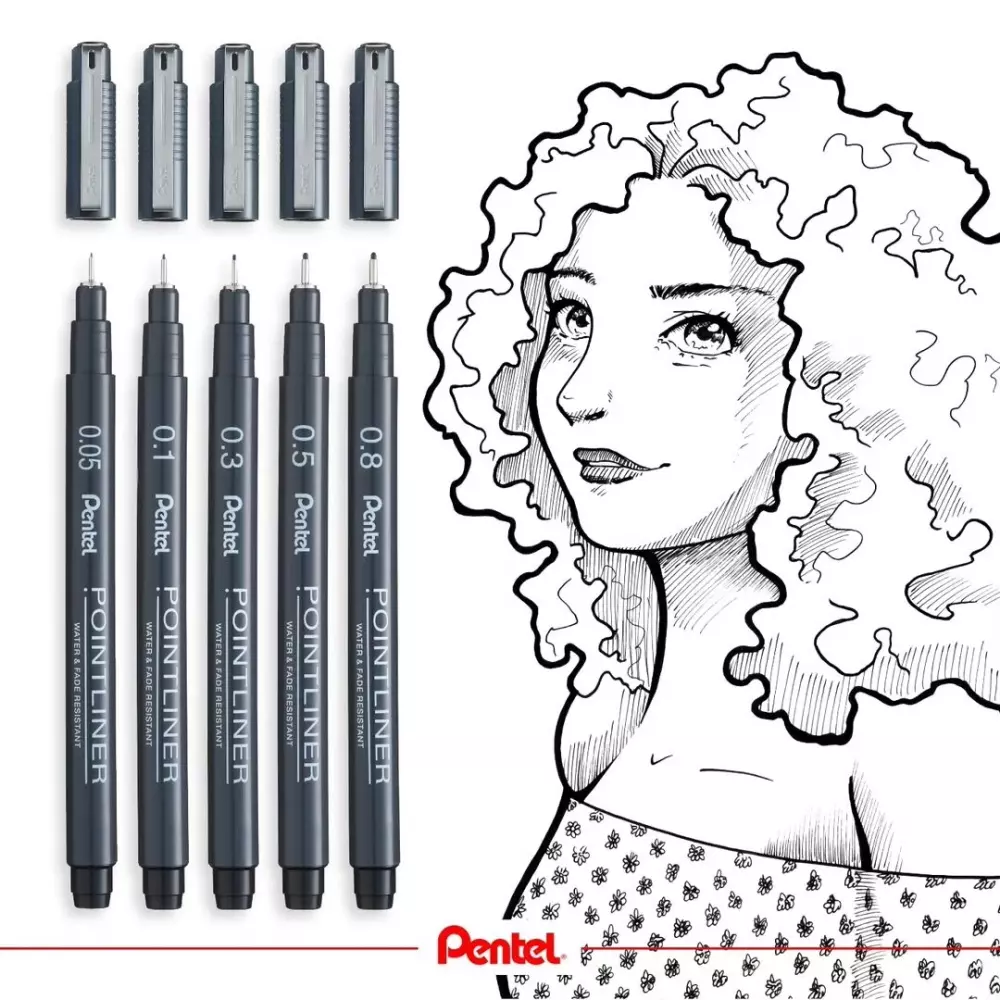 PENTEL fineliner POINTLINER crni 0,2